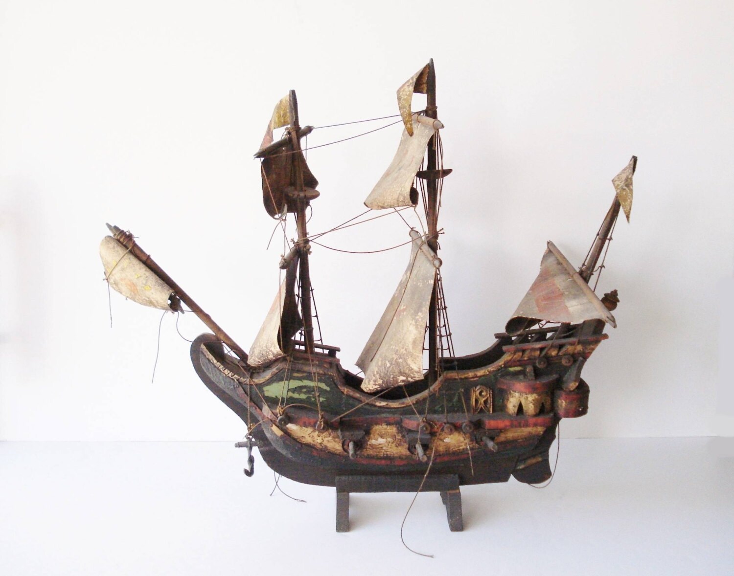 RESERVED Vintage Wooden Galleon Model Ship Multi Deck