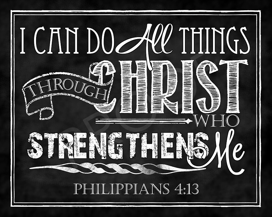 Scripture Art Philippians 4:13 Chalkboard Style