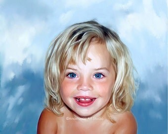 Oil Painting - Custom Kids Portrait on Canvas from Photo - Anastassia Art 16x20
