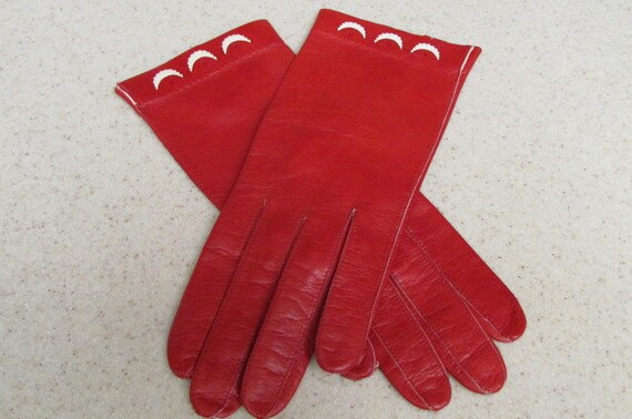 womens unlined RED LEATHER dress GLOVES size 7 Made in Germany