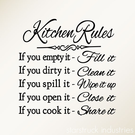 kitchen rules wall art decal dining room decor kitchen