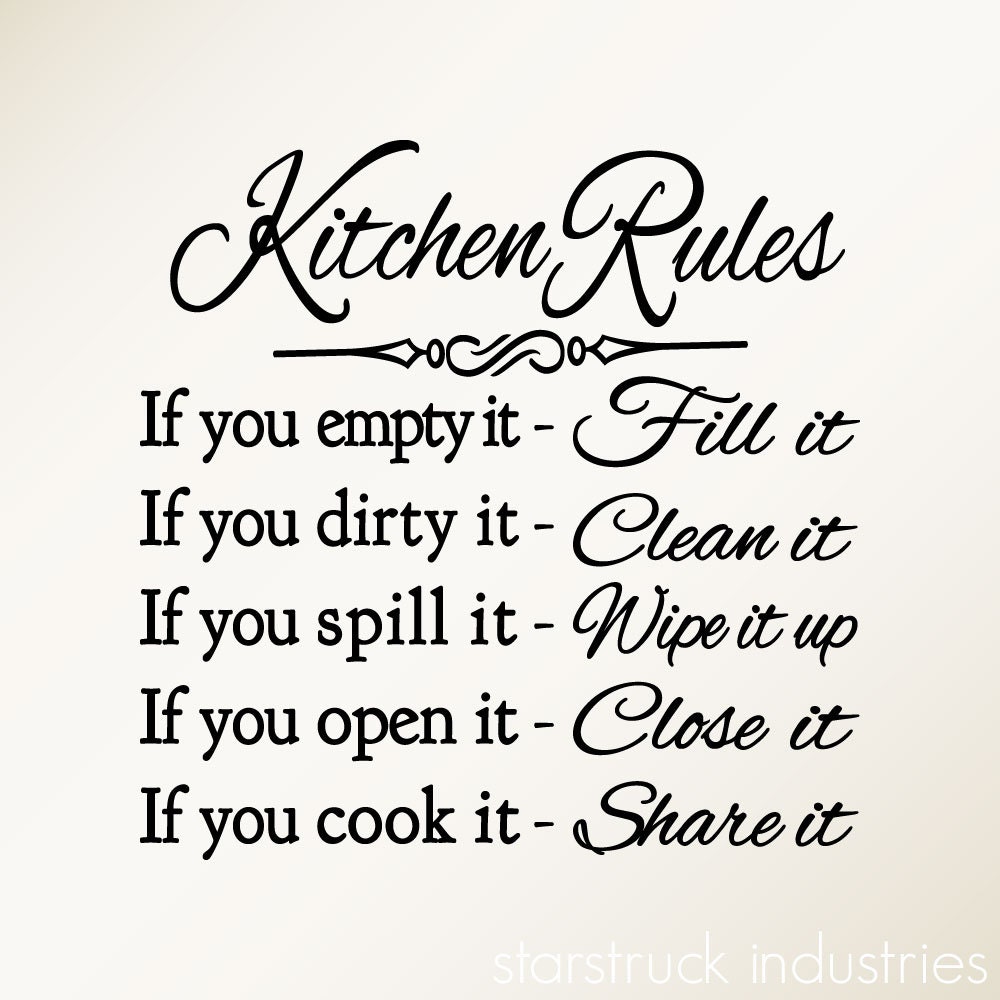 Kitchen Rules Wall Art Decal Dining Room Decor Kitchen within Kitchen Rules Wall Art