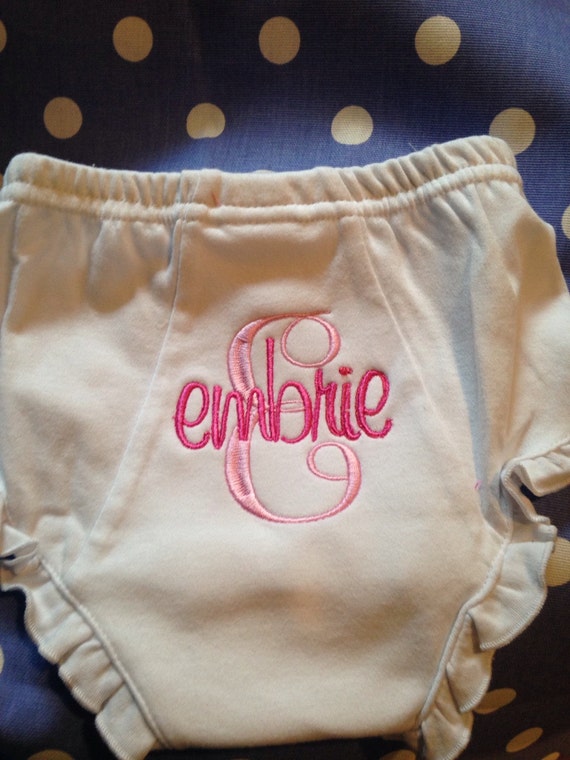 Items similar to Embroidered baby bloomer, personalized diaper cover