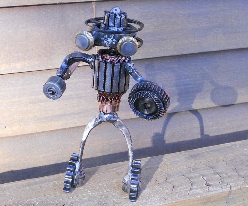 Steampunk Metal Robot Welded Art Found Objects