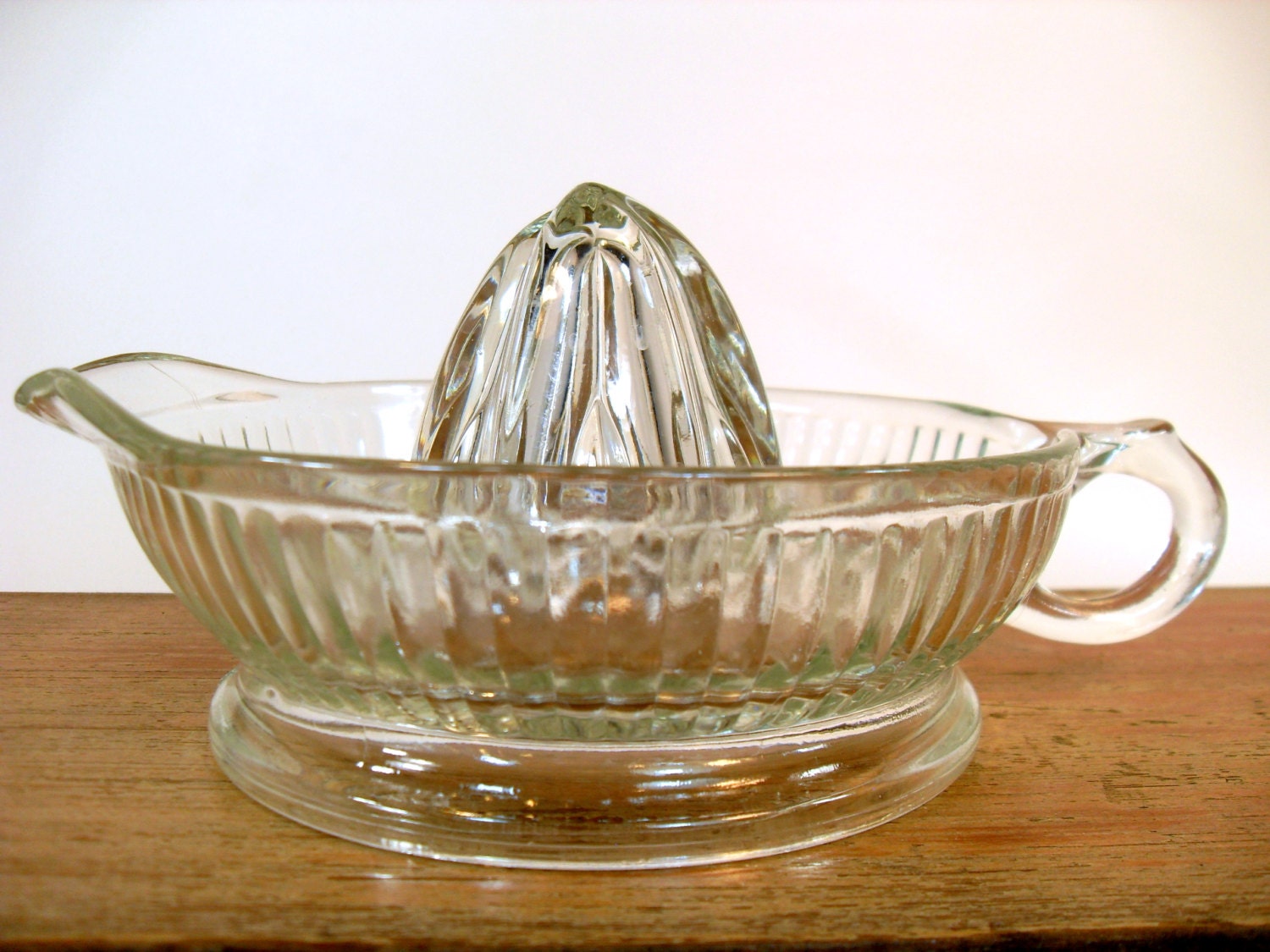 Vintage Clear Glass Juicer Reamer Juicer Glass by InsOddsOuts