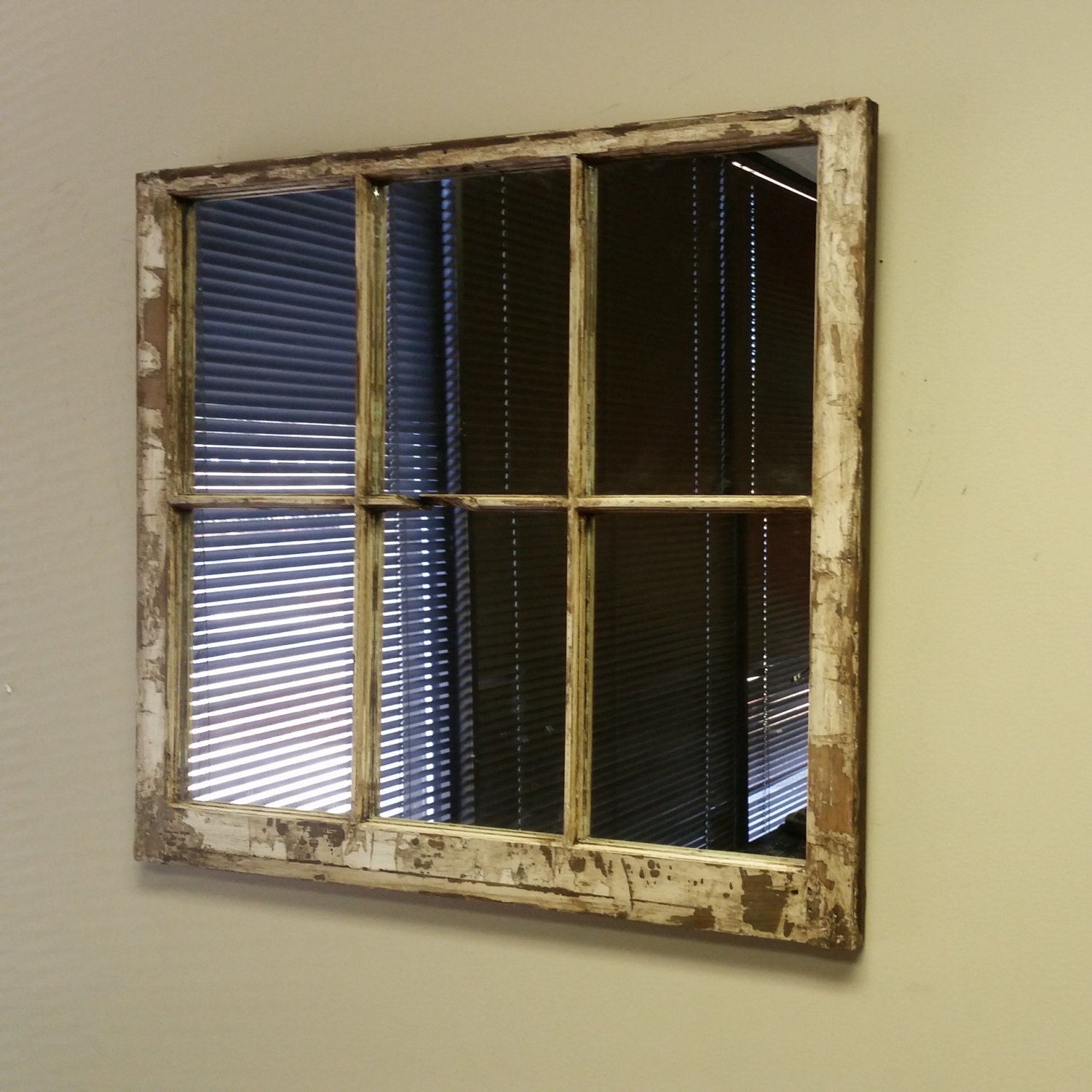 Distressed White Window Mirror Rustic Window Pane White