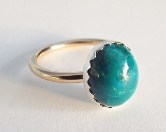 •LOOKING GLASS• chrysocolla + silver ring - 7.75