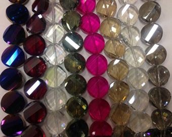 18mm coin shaped chinese crystal glass, 20beads
