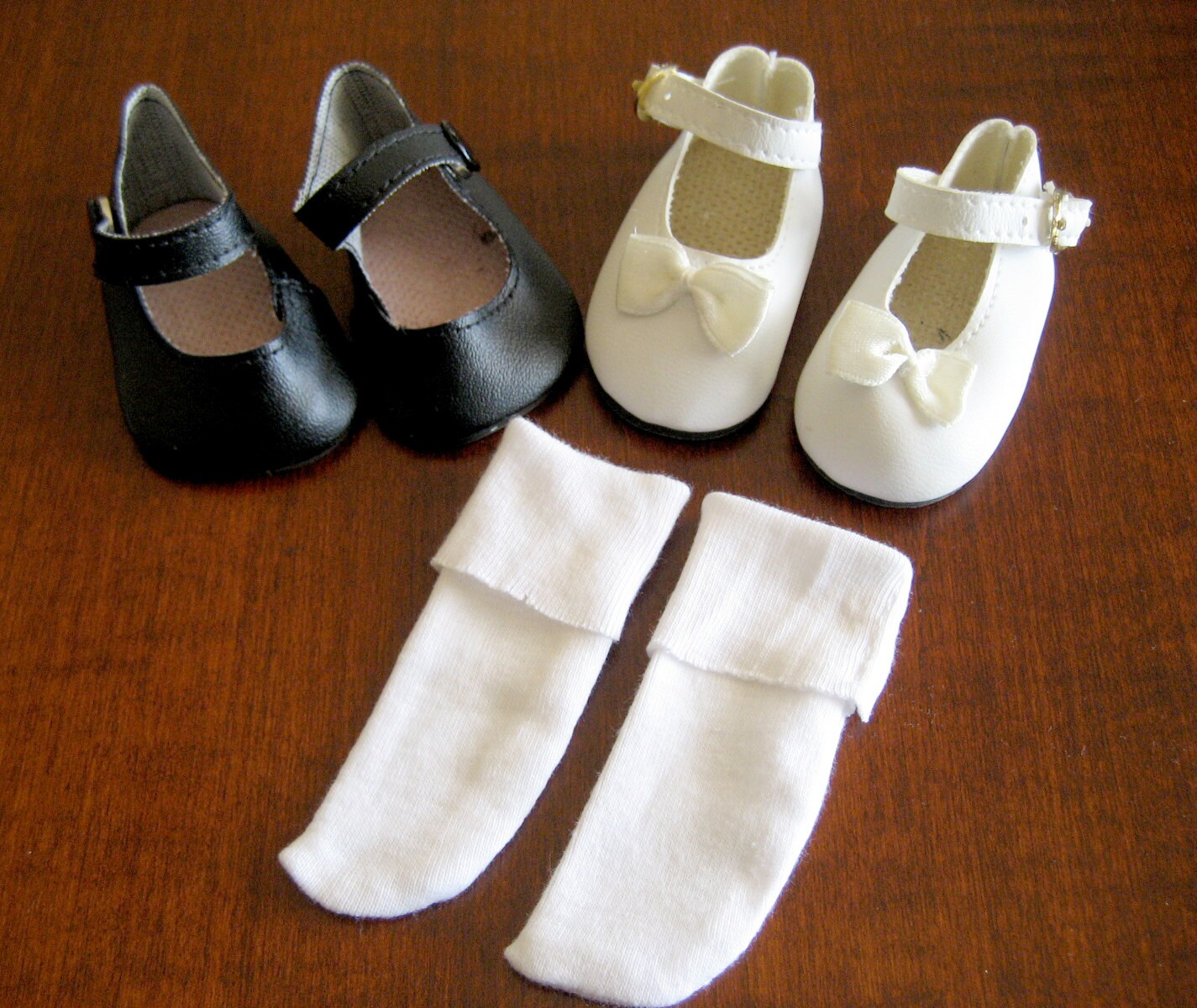 Doll Shoes and Socks Black and White Small Doll Shoes Mary