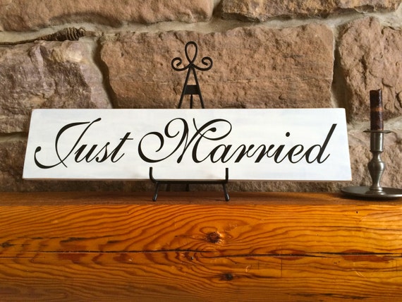 Married Wedding Primitive Rustic sign just  rustic Sign married Just