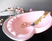 Vintage Mid Century Modern  Pink and Gray Ceramic Ashtray, Pottery, Trinket Tray, Valet, Jewelry Ring Dish