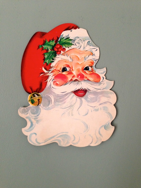 Vintage Christmas Santa Claus Face Die Cut Holiday Xmas Cut