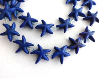 14 mm Lapis Blue Turquoise, Howlite, Gemstone Star Fish Beads