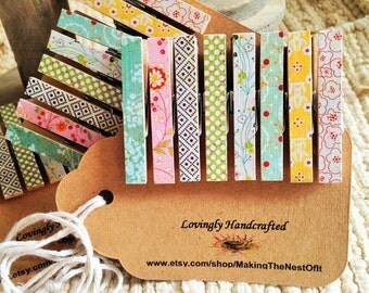 Clothespin Magnet Clips, Set of 8 Sweetly Patterned Mini Clips