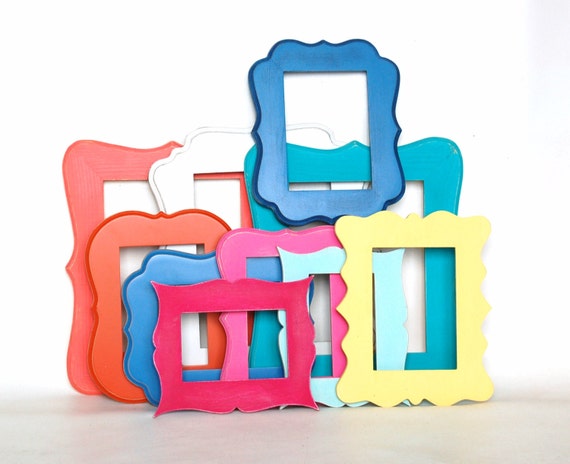 Custom wood cutout frames mixed sizes gallery by Lollipopfigurine