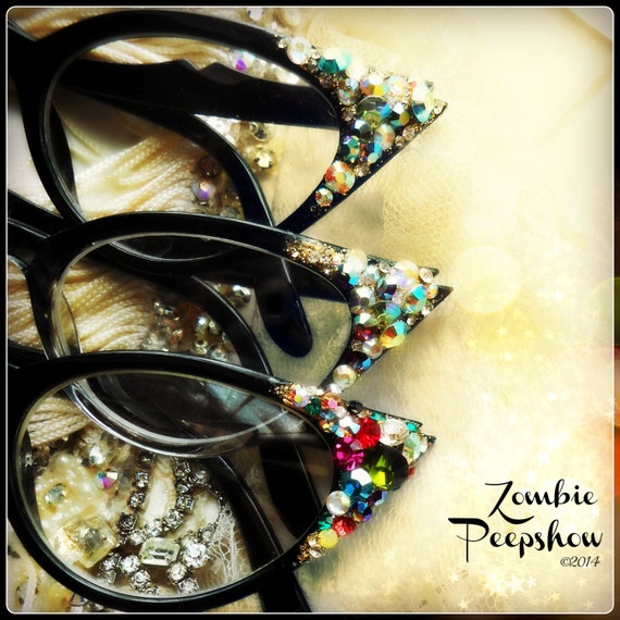 Cat Eye Swarovski Amethyst Crystal Glasses