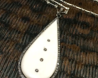 SALE 20% off Bone Teardrop Diamond Pendant necklace
