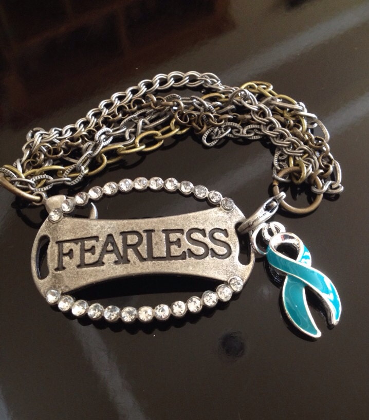 Ovarian Cancer Survivor Bracelet Metal Stamped Multi Chain