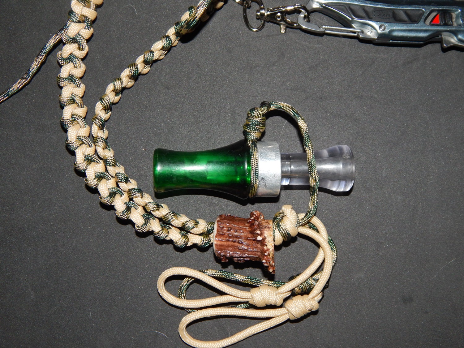 Hunting lanyard Duck call paracord lanyard with deer antler