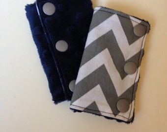 Grey & White Chevron Car Seat Strap Covers