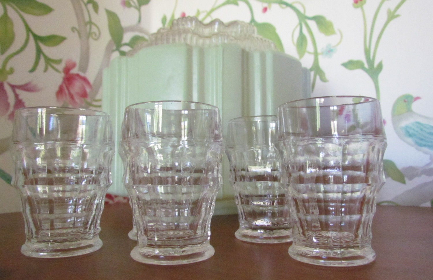 Jacobean Pressed Glass 1 oz Shot or Liqueur Glasses