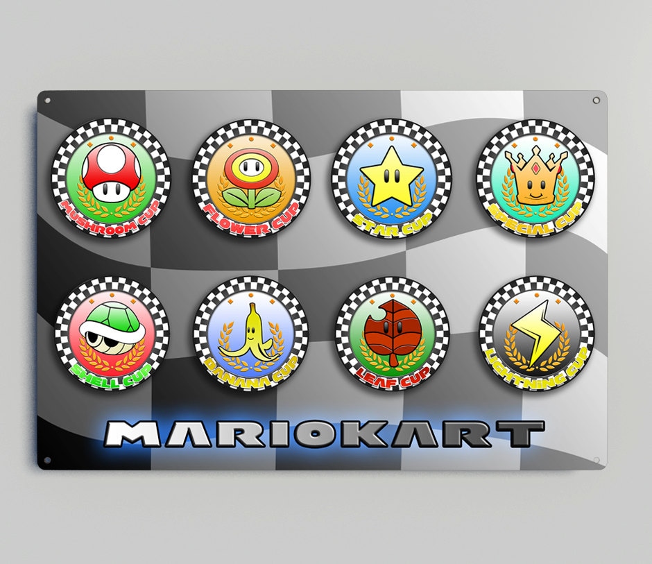 Mario Kart metal wall sign includes all cup styles by aPyroDesign