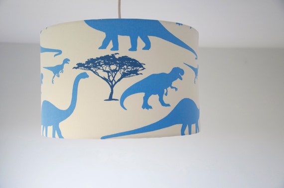 Handmade Blue Dinosaur Jurassic Park drum lampshade uk