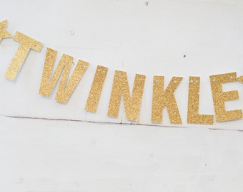 Gold Glitter Twinkle Twinkle Little Star Banner