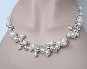 Pearl choker Necklace wedding anniversary gift jewellery bridal bridesmaids jewelry gifts for women