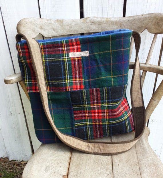 Patchwork Wool Plaid Bag Reserved for Muriel by MellySueMade