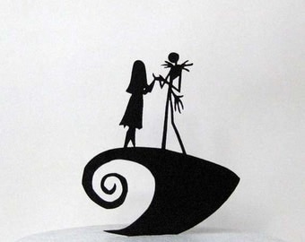 Wedding Cake Topper -The Nightmare Before Christmas Jack & Sally silhouette