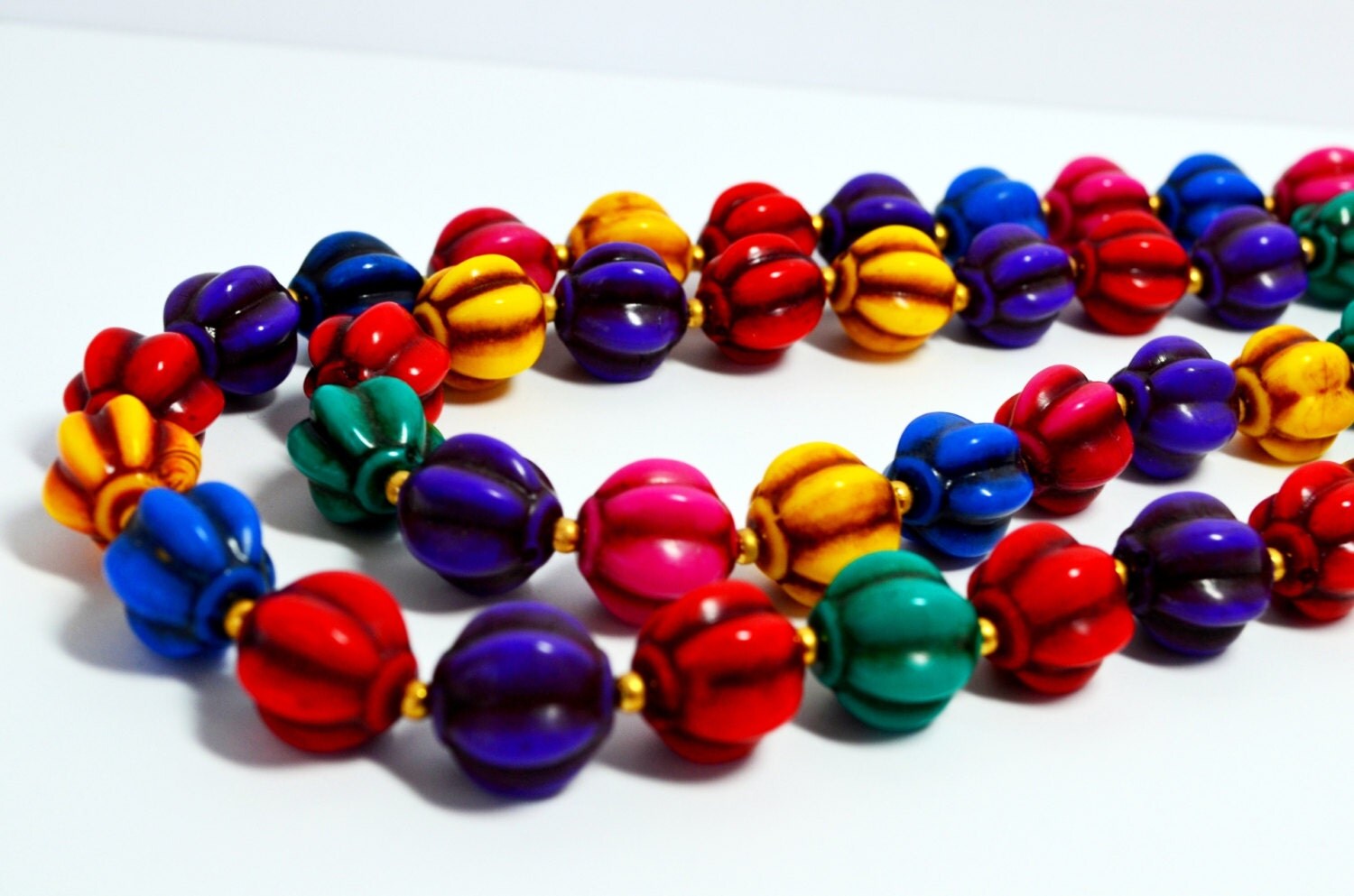 Vintage Molded Long Multi Color Plastic Beads Necklace – Haute Juice