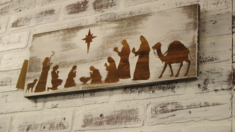 Christmas Nativity Scene Sign Christmas by TheGreenGiftCompany