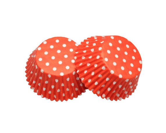 Orange Polka Dots Baking Cupcake Liners Cups - 36 Standard Size Liners - Baking, Craft and Party Supplies Il_570xn
