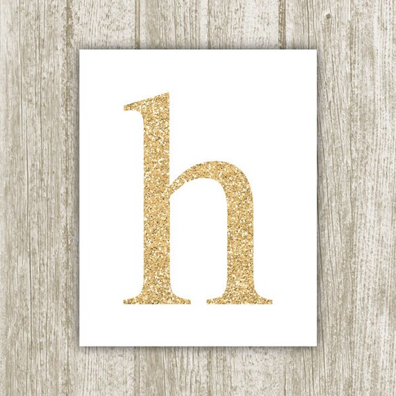 gold glitter letter h printable 8x10 instant by savvysilverart