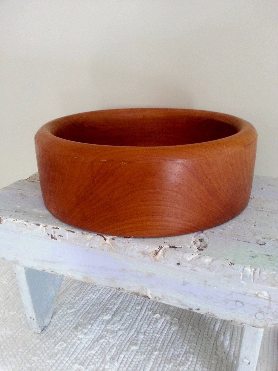 Vintage Wooden Teak Bowl Large Size salad fruit by thejadedorris