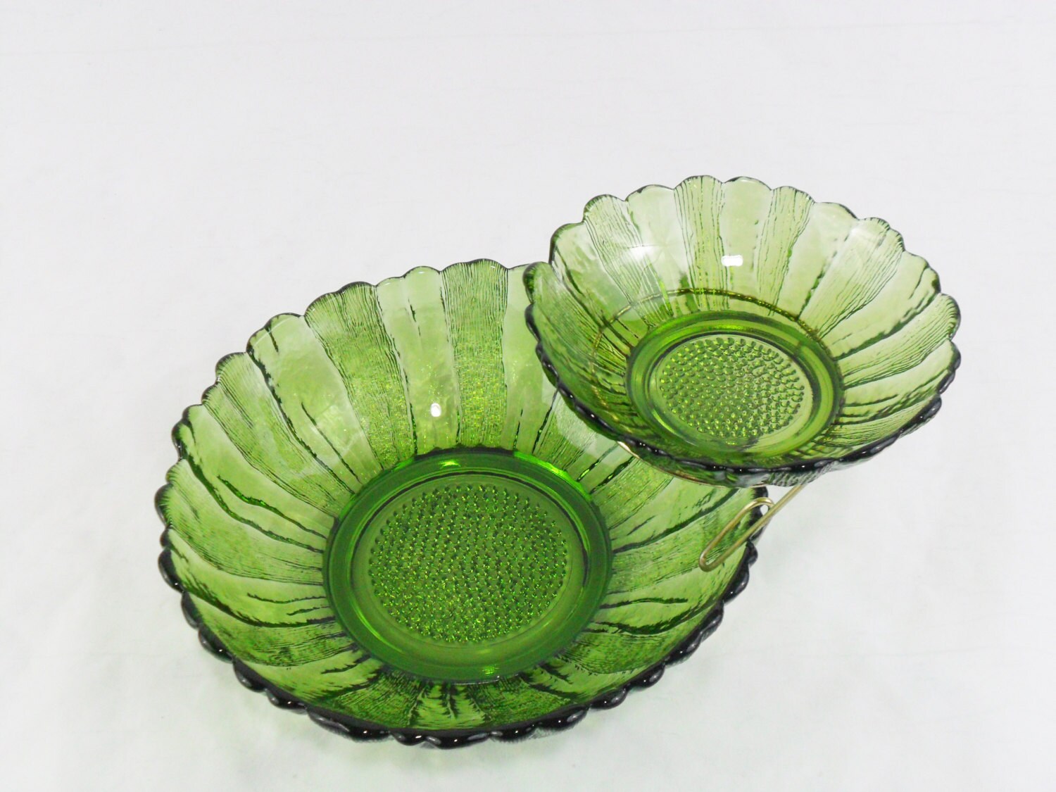 1960s Anchor Hocking Emerald Green Country Estate Chip And Dip Set Haute Juice