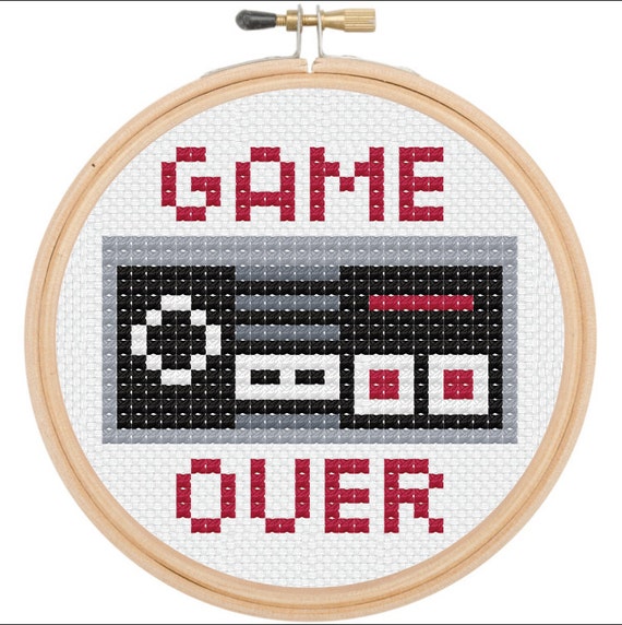 Game Over Nintendo Controller Retro Cross Stitch by ...