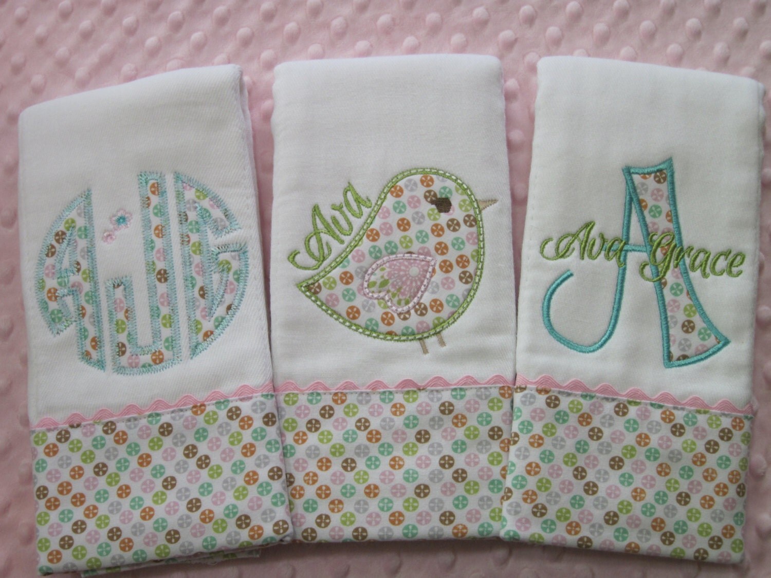 Personalized Baby Girl Burp Cloths