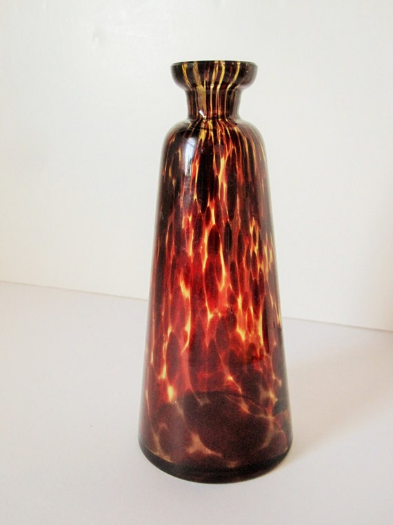 Murano Style Leopard Print Glass Vase Elegant Shape With