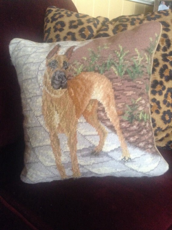 Dog lover Great Dane Needlepoint Pillow by FrenchCountryGirl