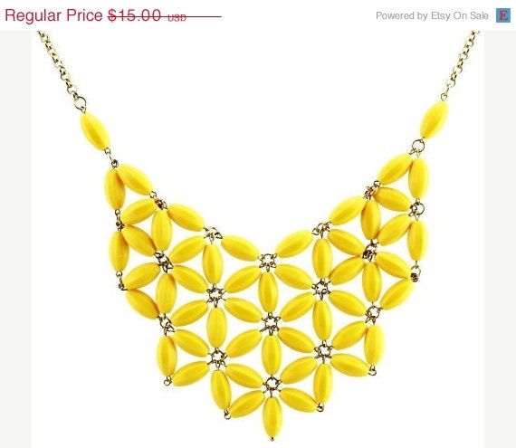 Ships From US, Tessellate Necklace, Yellow Tessellate Necklace, Yellow Statement Necklace, Yellow Chunky Necklace, Yellow Bib Necklace,