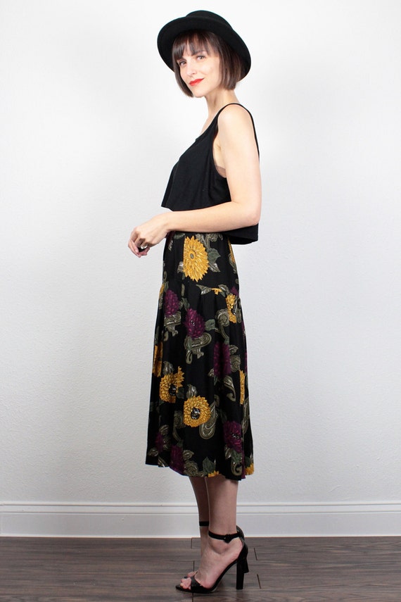 Vintage Midi Skirt 1990s Skirt Soft Grunge Skirt Boho 90s