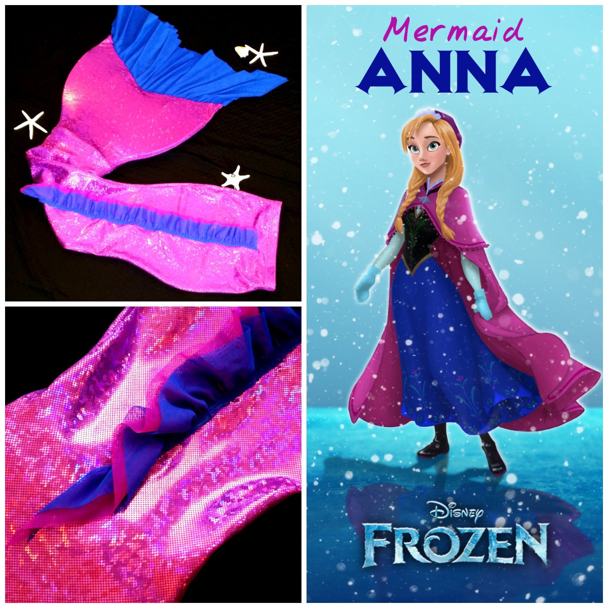 Mermaid ANNA Inspire by Frozen Swimmable Mermaid