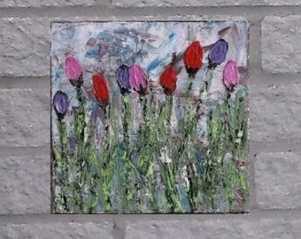 Tulip Painting | Original | Modern Abstract | 12x12 | Floral | Palette Knife | Acrylic | Painting | Canvas | Art | by jillsfineart