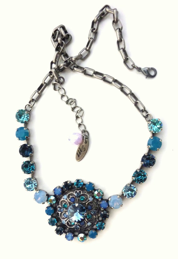 15% OFF Swarovski Crystal Large Blue Pendant Necklace