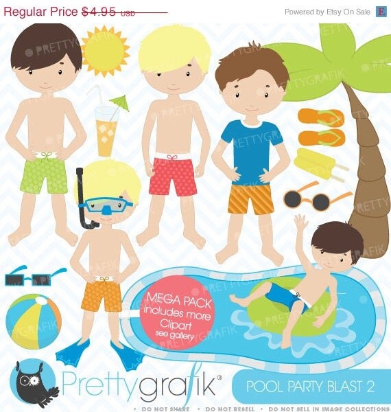 80% OFF SALE pool party clipart commercial use, vector graphics, digital clip art, digital images - CL453 Il_570xn