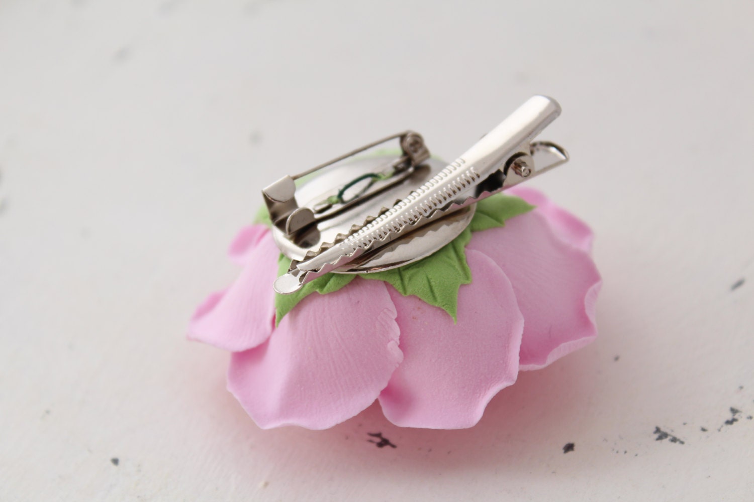 Pink rose. Brooch. Polymer clay flower. by FloraAkkerman on Etsy