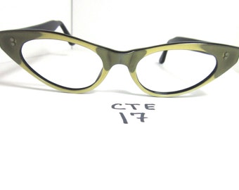 Authentic Vintage Small Fit 1950s/60s Cat Eye Eyeglass Frames Camouflage (CTE-17)