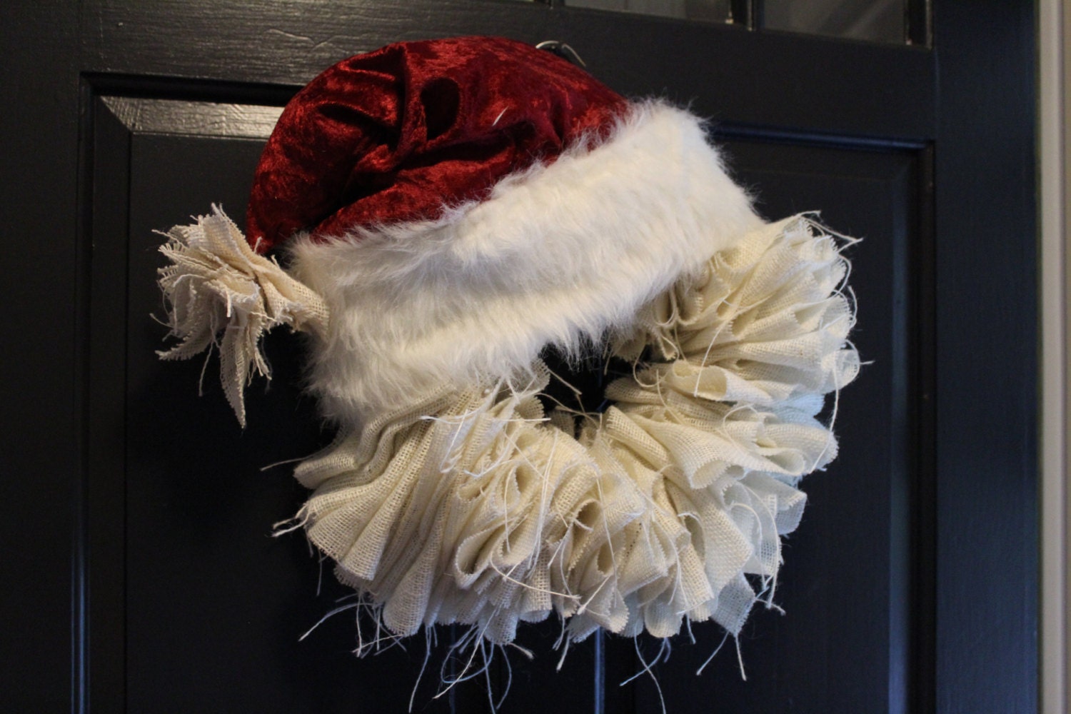 Burlap Ragged Santa Wreath